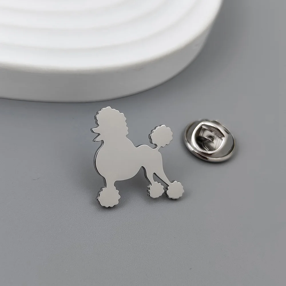 Cartoon pet dog Teddy gold-plated badge, suit lapel pin stainless steel black, anti-exposure buttons for women, brooch for men