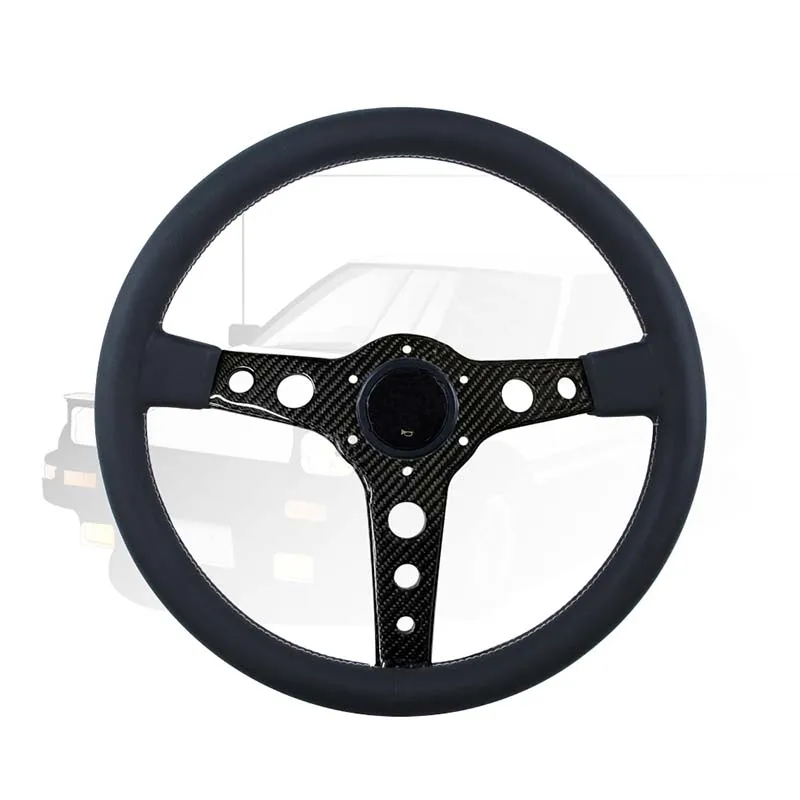 Racing Steering Wheel 345mm/13.58inch Prototipo Style 6-Bolt Carbon Fiber Spoke Black Leather Steering Wheel Car Accessories