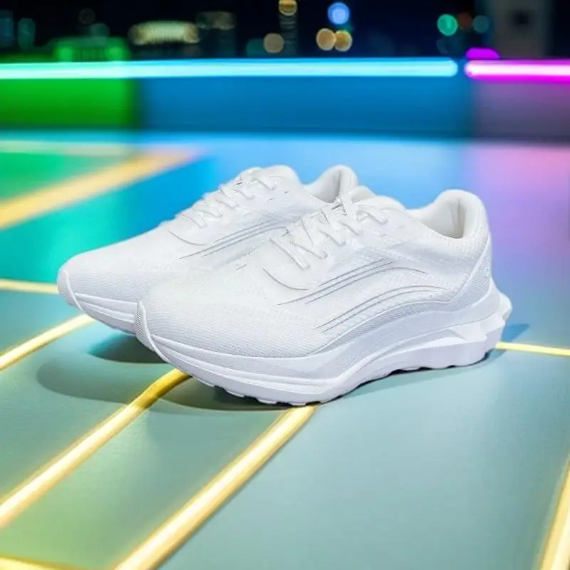 Versatile Autumn & Winter Celebrity-Style Mesh Breathable White Sneakers, Thick-Soled and Comfortable for Fitness, Running