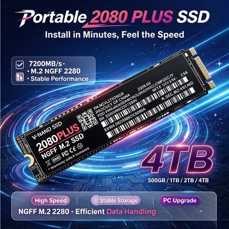 2080 PLUS M.2 2280 NVMe SSD 7200MB/s High Speed Internal Solid State Drive NGFF 500GB 1TB 2TB 4TB Storage Disk for Laptop