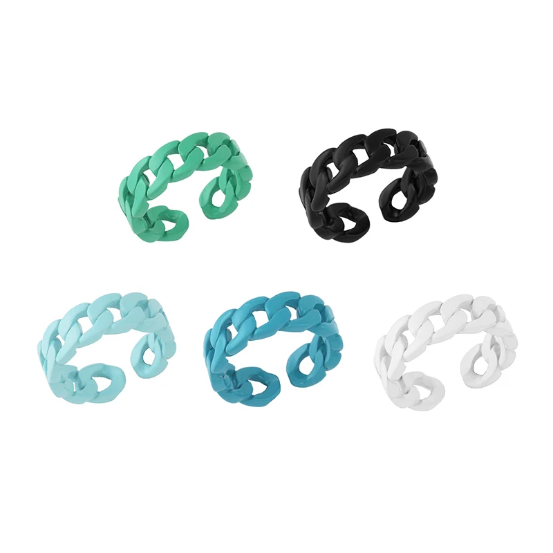 2026 Y2K Candy Color Dripping Oil Open Finger Rings Minimalist Hollow Out Copper Metal Rings For Women Trendy Party Jewelry Gift