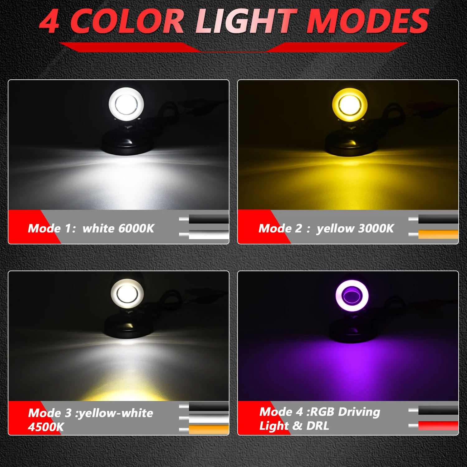 New Motorcycle Spotlights Colorful Headlights 120W 12000LM Yellow and White Moto Headlights 6000K Fog lights for SUV Truck 9-30V