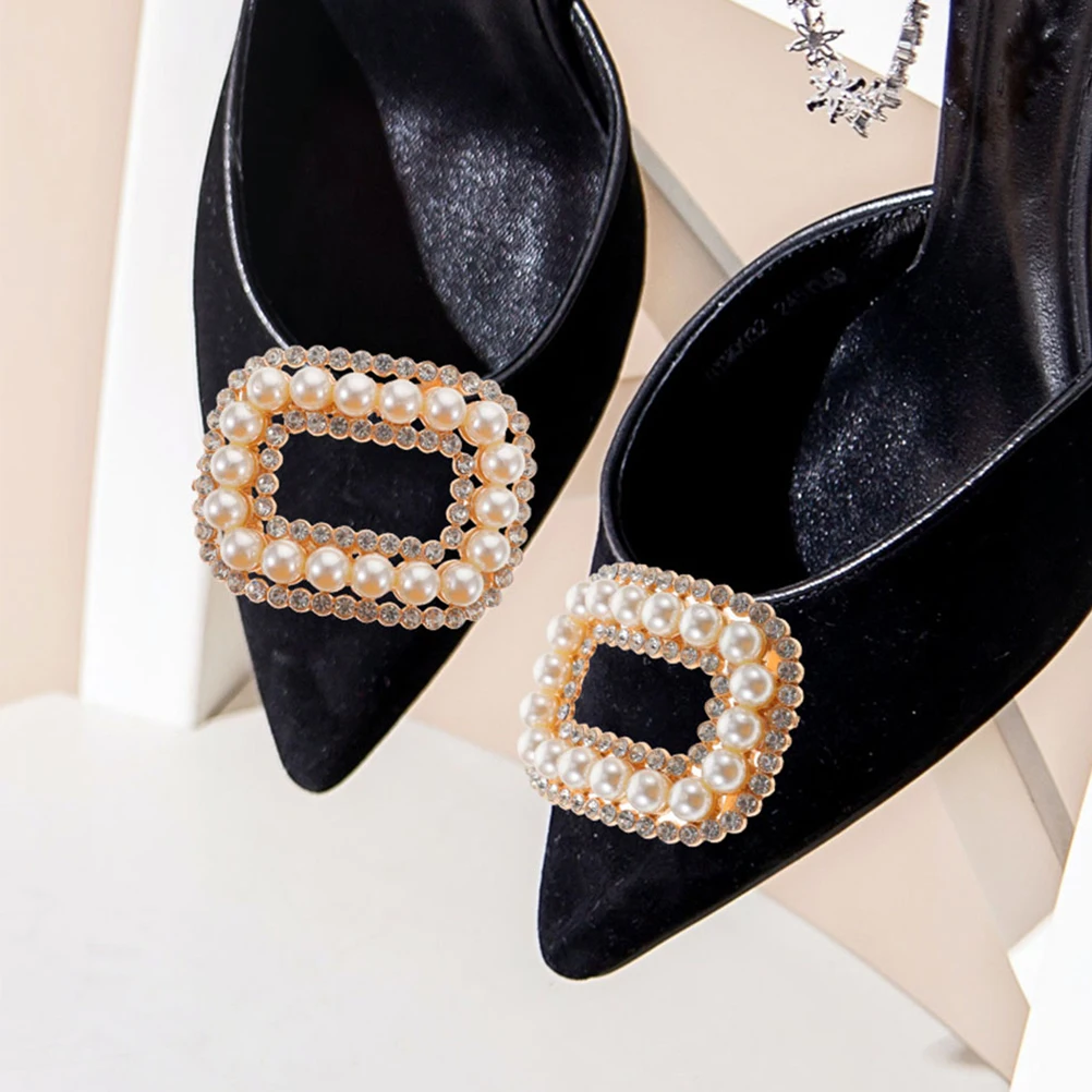 

2pcs Women Jewelry Shoe Clips Rhinestone Crystal Highheel Accessories Pearl Wedding Buckles Decorations Shoe Clips