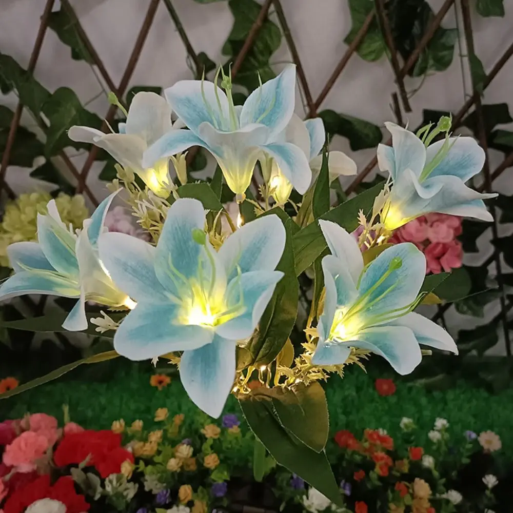 Outdoor Solar Lily Flower Light New 7 Heads Atmosphere Light Garden Landscape Lamp Flower Night Lights Home Decorative Lawn Lamp