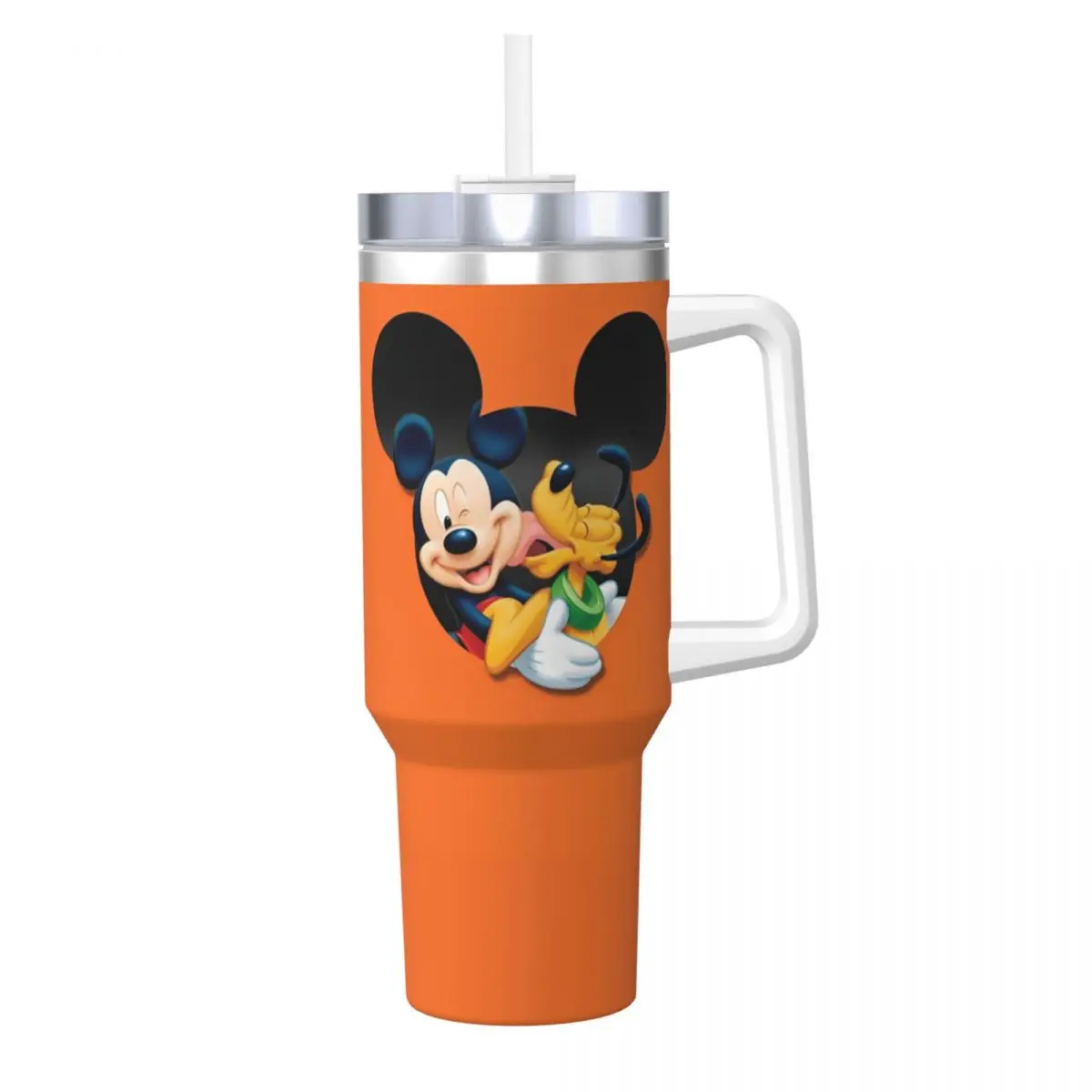 Mickey Mouse Stainless Steel Tumbler 3D Print Pluto Mugs Cup With Straws Camping Cold Water Bottle Leakproof Large Thermal Mug