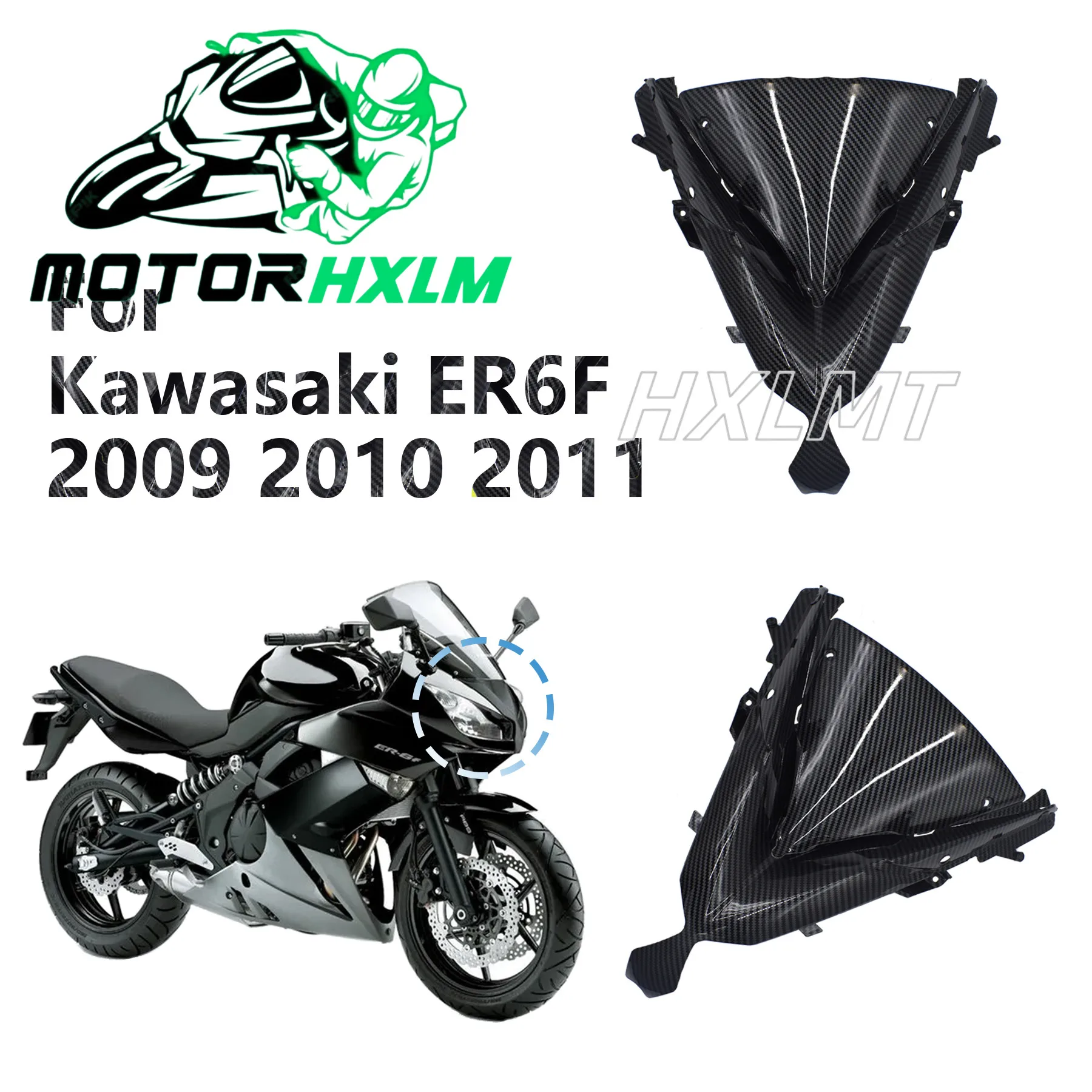 

For KAWASAKI Ninja650 Front Fairings 2009-2011 Headlight Cowl Nose ER6F Ninja650 2009 2010 2011 Head Cover Headlight Fairings