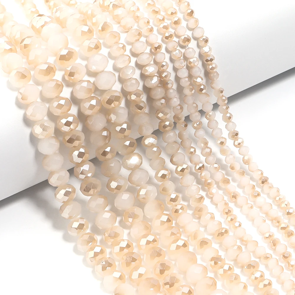 Cuentas de cristal facetadas de 4, 6, 8mm, Rondelle, Jade blanco, Ámbar, ábaco, cuentas espaciadoras de cristal para fabricación de joyería, accesorios para pulseras DIY