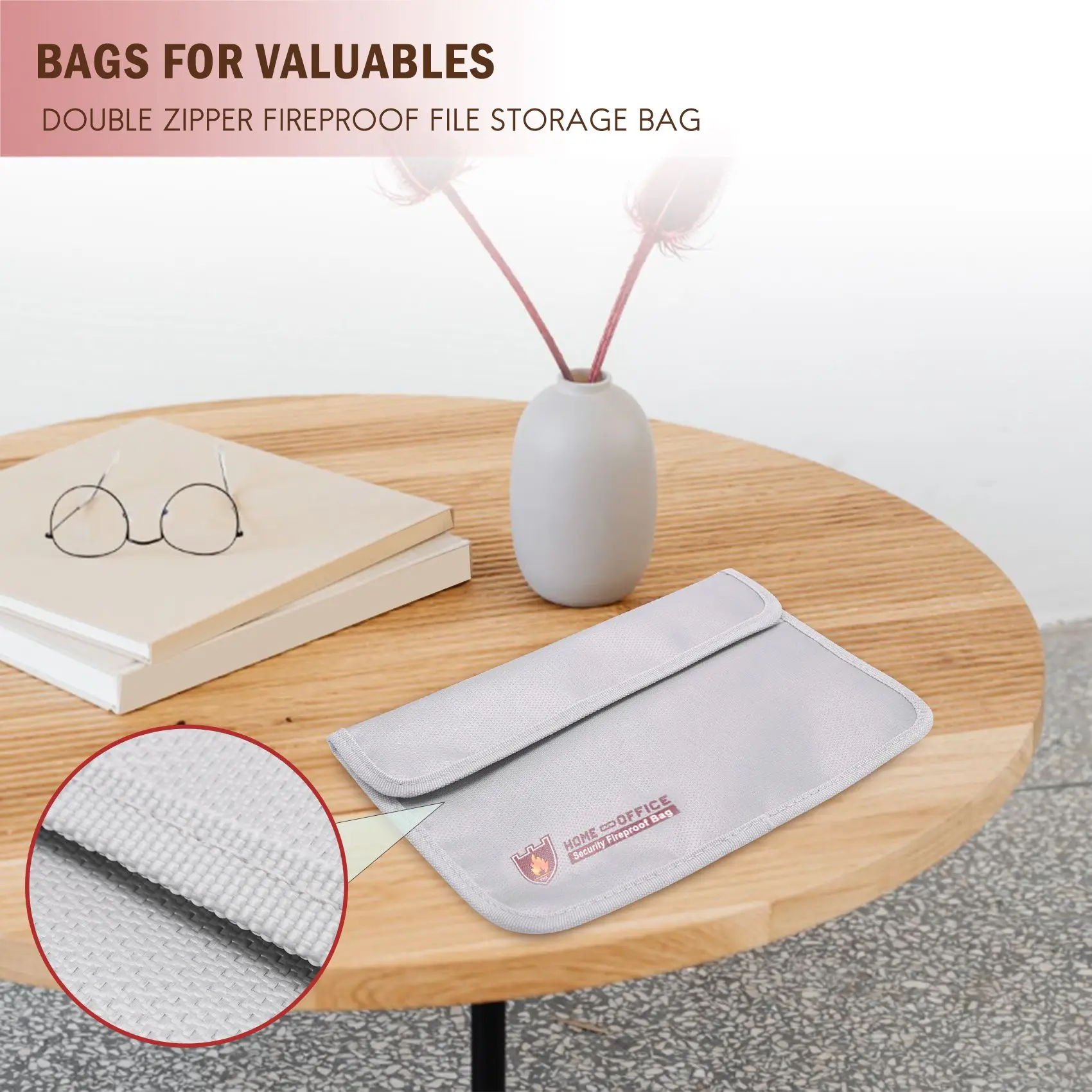 AAAE Fireproof Document Bag,Waterproof and Fireproof Money Bag with Zipper,Fireproof Safe Storage Pouch for Passport .