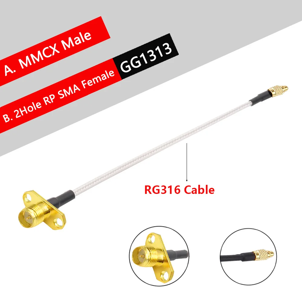 10PCS MMCX Maschio a SMA Femmina 2 Fori Flangia Montaggio A Pannello RG316 Cavo Treccia FPV Antenna Cavo di Prolunga per TBS Unify Panda RC VTX