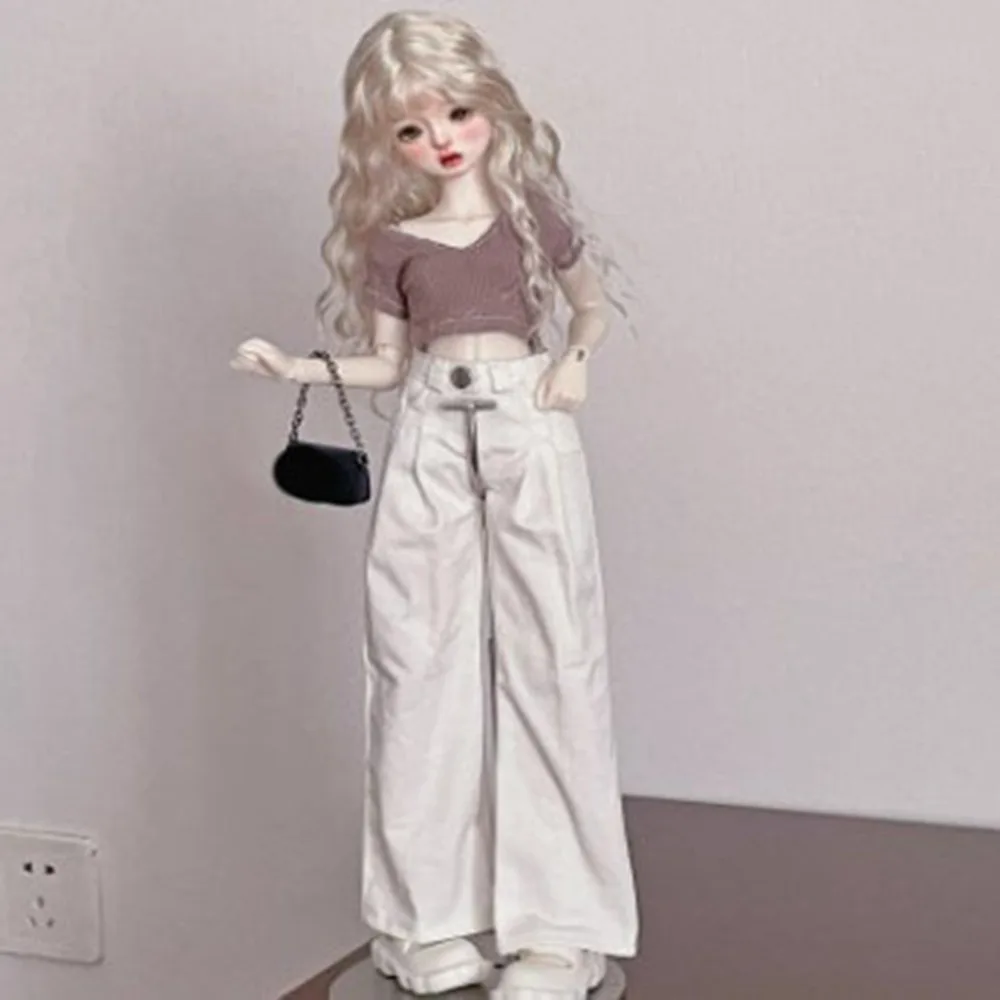 

New Fashion Wide Leg Pants T-shirt Dolls Accessories Princess Clothes Casual Wears Tops Trousers for 1/4 BJD Dolls 45cm