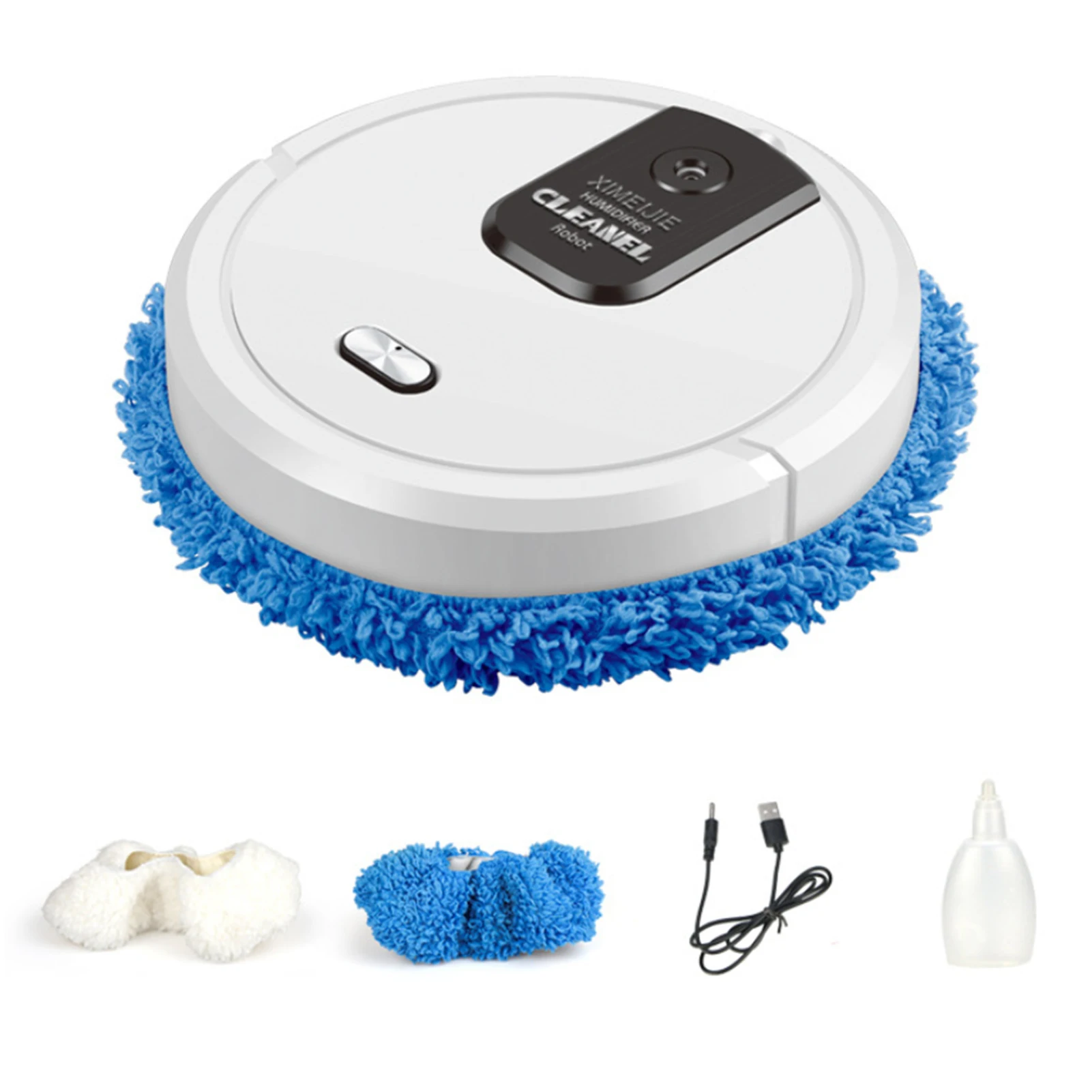 

3-in-1 Robot Cleaner Wet & Dry Scrubbing Humidifying Automatic Cleaning USB Charge (White)