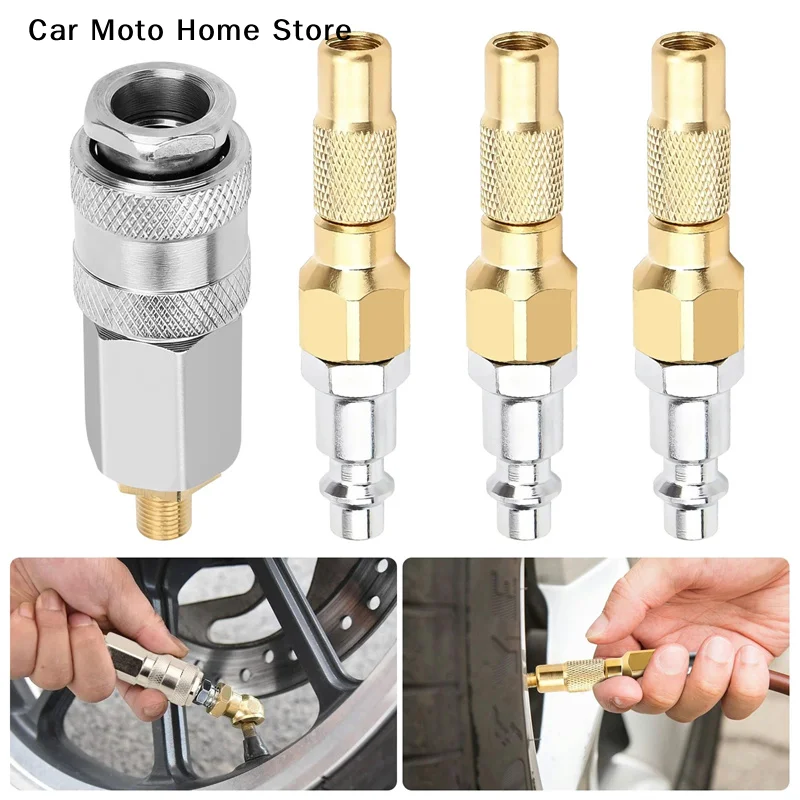 

【DM】3PCS Heavy-Duty CopperAir Nozzle With Quick Connector, Screw On Tire Inflator Chuck For Tire Inflator Gauge Compressor
