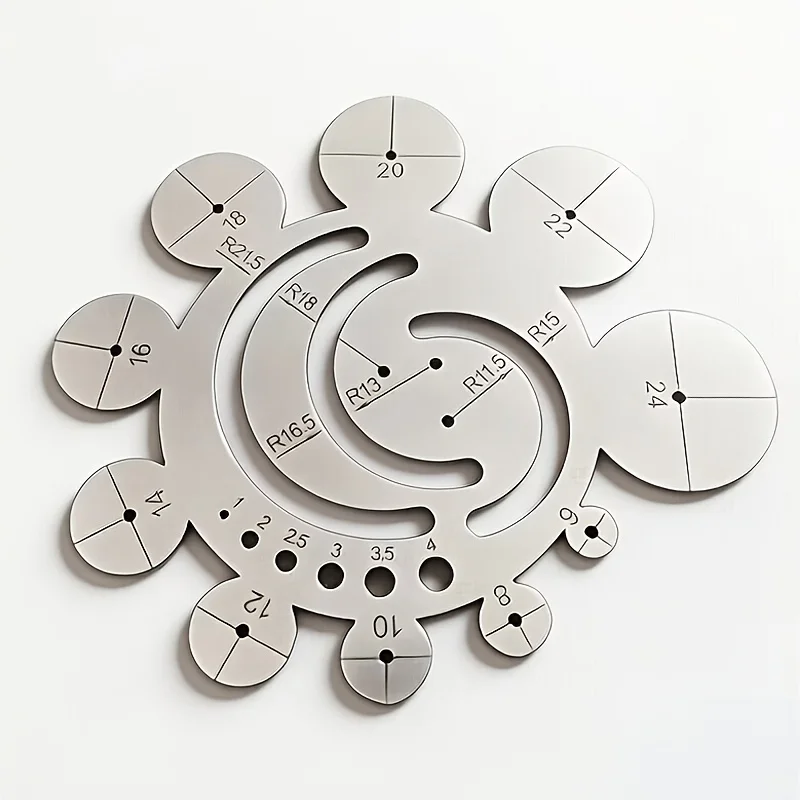 11-in-1 Multi-Function Circle Template Radius Gauge, 8-24mm Round Corner Arc Finder Tool, Center Locator Ruler for Woodworking