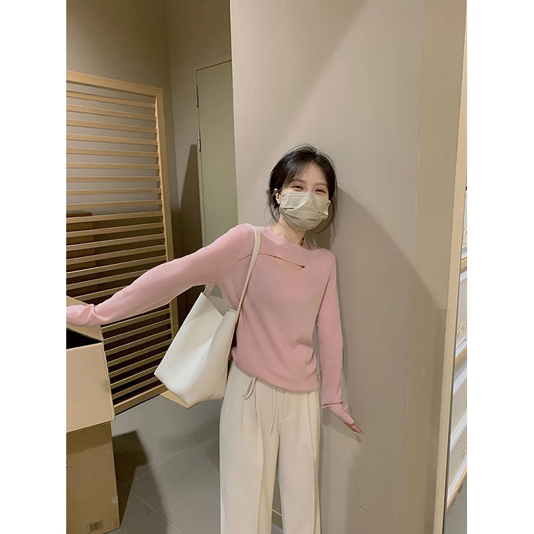 

Мягкий уютный ажурный трикотажный джемпер для женщин с длинным рукавом, осенняя новинка, приталенный, универсальный, из шелковой пряжи, для повседневной носки, прямого кроя