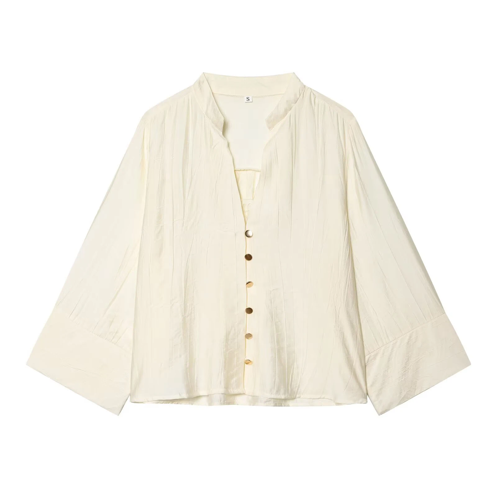 Herfstnieuw los en eenvoudig damesshirt met V-hals en lange mouwen, elastische taille en broek met wijde pijpen