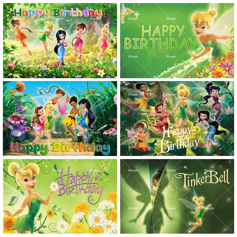 الكرتون الجان تينكر جرس موضوع خلفية الفتاة حفلة عيد ميلاد الديكورات راية الغابة الجنية استحمام الطفل كابينة تصوير الدعائم الهدايا