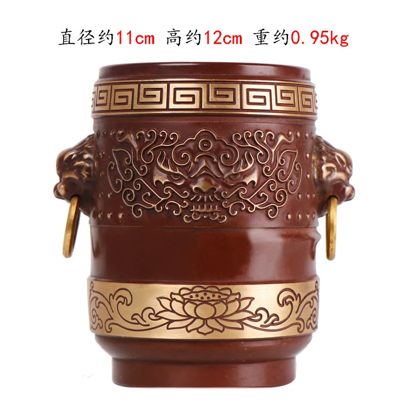 Copperware Wholesale, Vintage Desktop Office Decorations, Copper , Lion Head And Lotus , Pen Holder