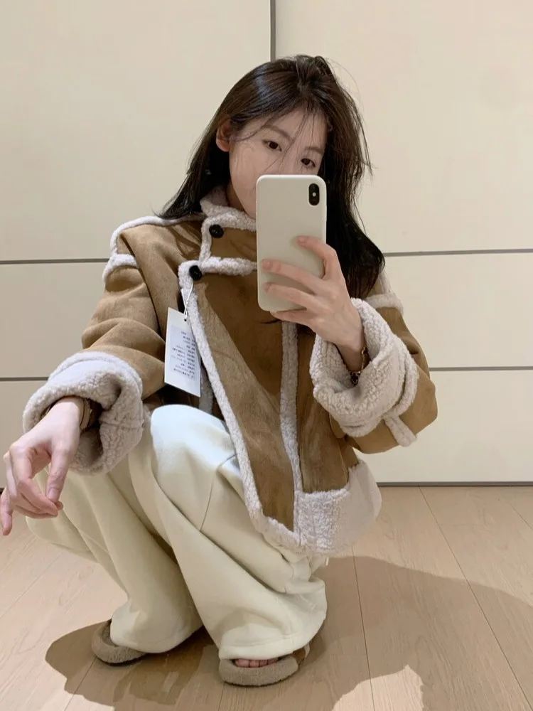 الكورية Sle المرأة الخريف الشتاء بنطال ذو قصة أرجل واسعة ثنى الموز السراويل عالية الخصر التخسيس العصرية السراويل المعكرونة الأرز