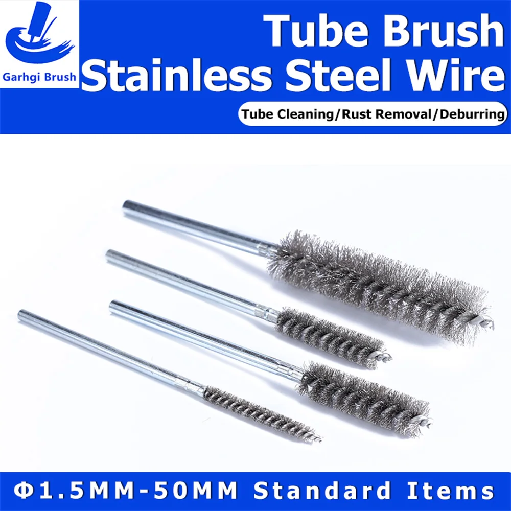 Stainless Steel Wire Tube Brush 1.5mm-50mm 150mm Industrial Metal Debris Rust Removal Welding Slag Cleaner Power Tool Accessory