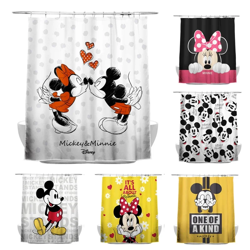 Mickey Shower Curtains Polyester Bathroom Curtain With Hooks Decor Disney Waterproof Cute Bath Curtain 180*180cm Dropshipping