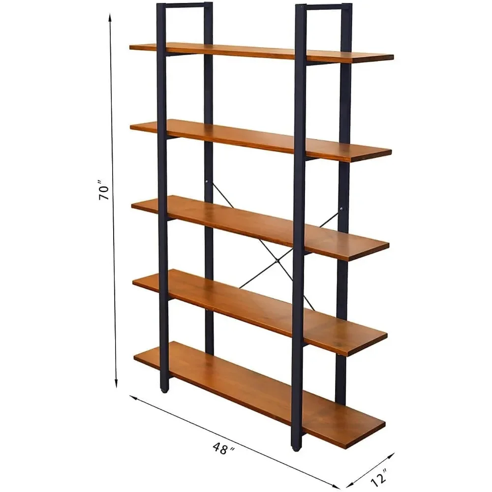 Industrial Bookshelf, USA Grown Hardwood, Real Wood Bookshelves, Modern Open Rustic Bookcase, Storage Shelf, Display Shelf