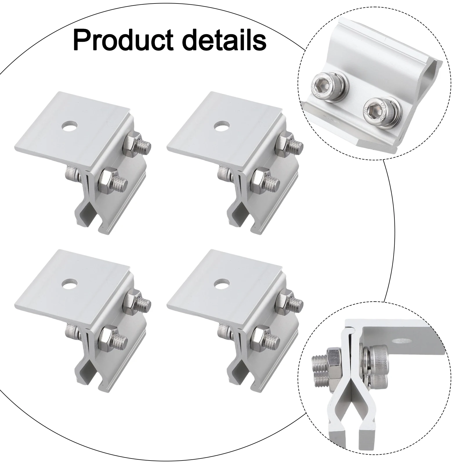 Set of 4 aluminum alloy for tile clamps for photovoltaic solar panel mounting with stainless steel screws suitable for roofs
