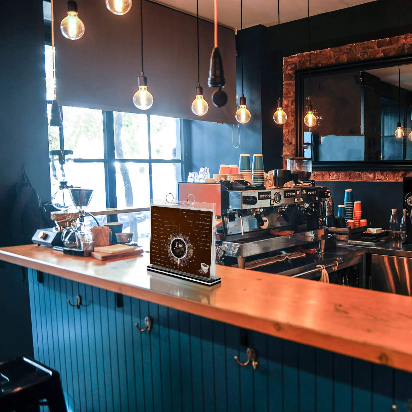 A4 Horizontal Flip Menu Display Stand Clear Acrylic Table Sign Holder for Restaurant Coffee Shop Desktop Menu Holder Stable Base