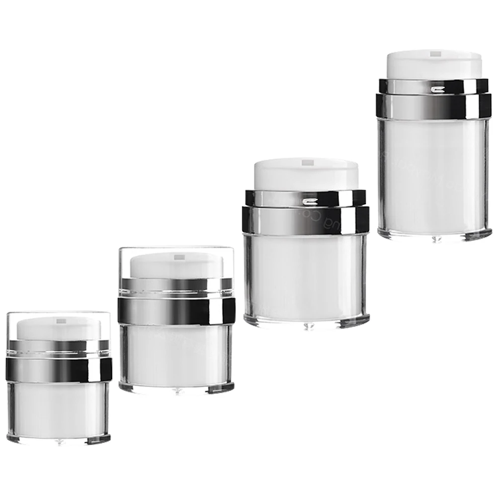 

4 Pcs 15ml 30ml 50ml 100ml Vacuum Bottle Dispenser Travel Cream Jar Airless Pump Bottles Leak Proof Skin Care Containers For