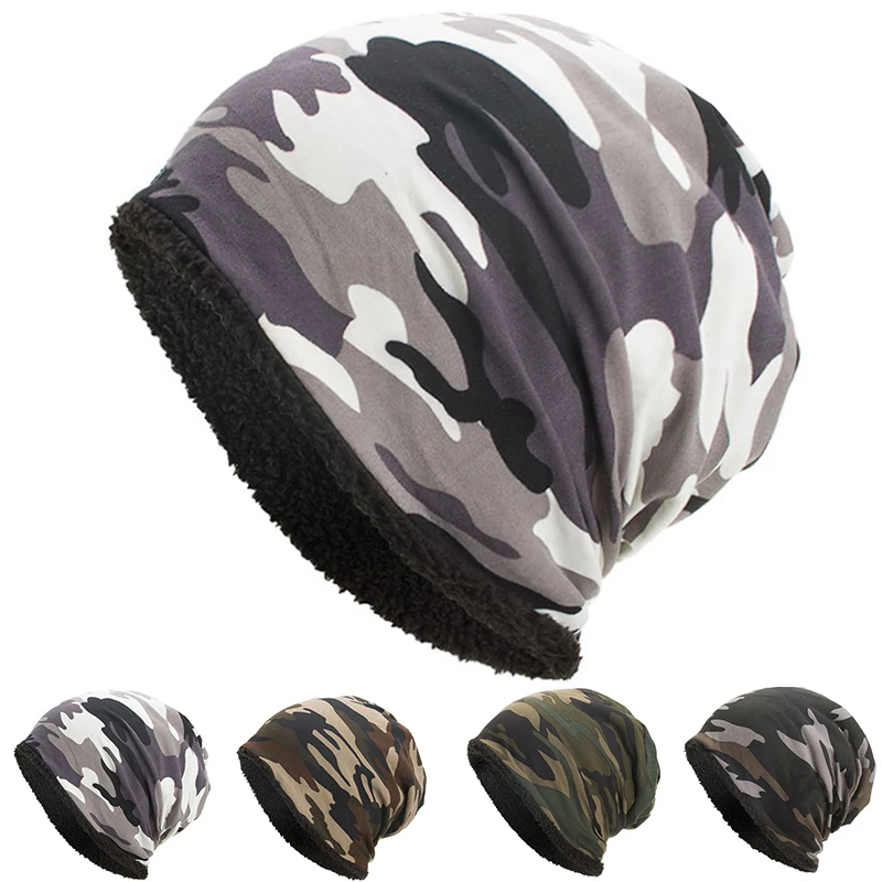 Thermal Camouflage Cotton Men Women Fashion Cap Plus Warm For Autumn And Winter Velvet Hat Multipurpose Beanie Hat Sports Cap