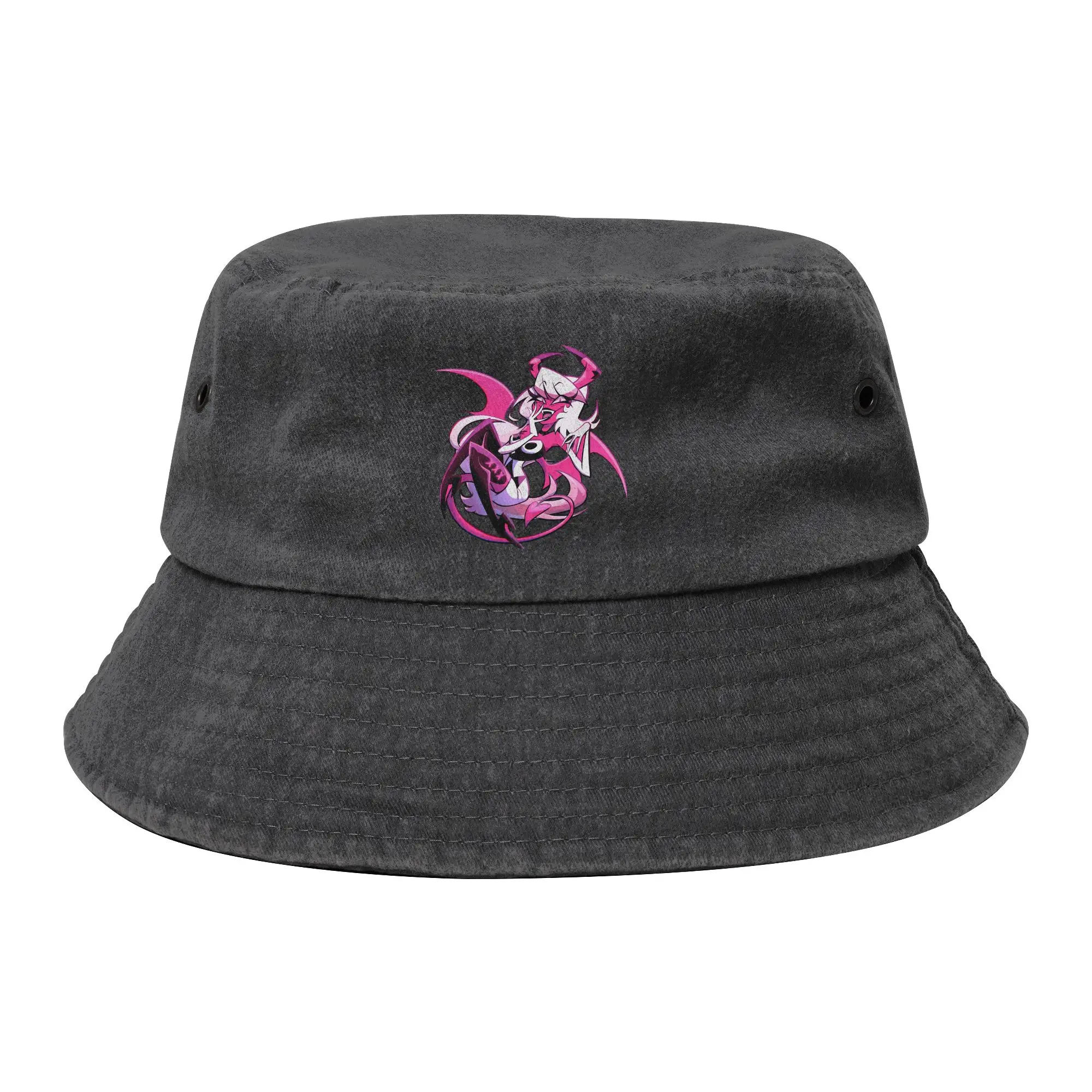 Wants to Enjoy Verosika Bucket Hat for Teen Beach Helluva Boss Anime Distressed Washed Field Hat for Outdoor Sports Fishing Hats