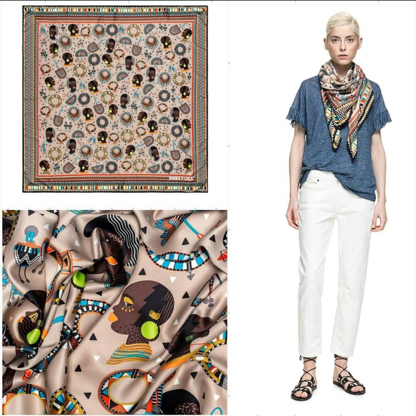 豪華な大判シルクスカーフ-la20x20シリーズ-手作り-多用途ファッションアクセサリー-オールシーズン対応-ユニセックス-多機能