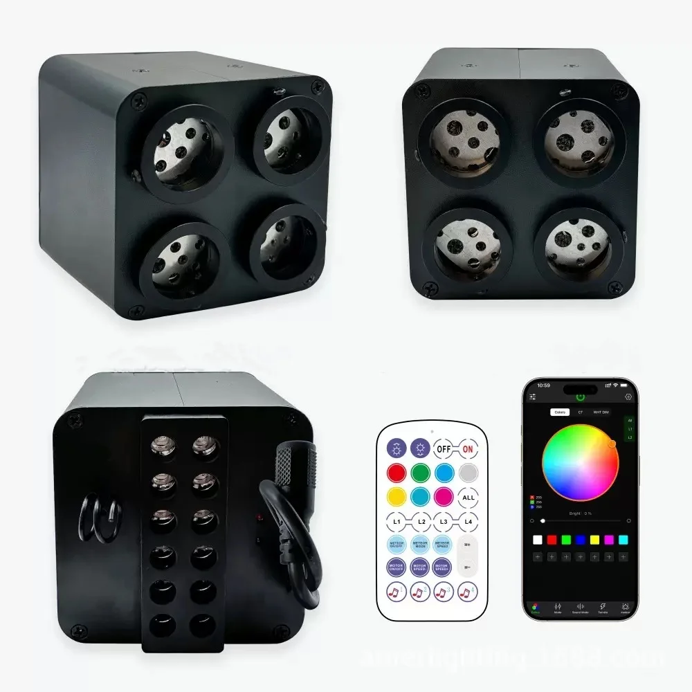 36w RGBW Twinkle&Meteor Fiber Optic Ceiling Lights Engine W/App Remote Starlight Headliner 4 Ports Different Color+RGB Shooting