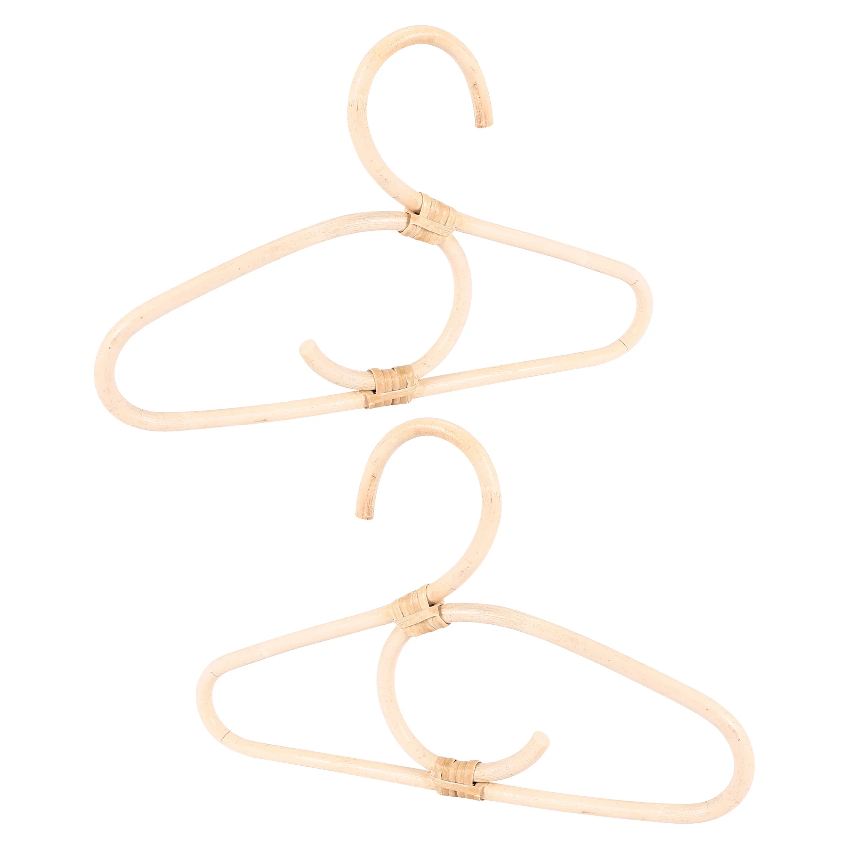 AT63-2Pcs Rattan Clothes Hanger Nordic Style Kids Garments Organizer Rack Children Hanger Kids Room Decor Hangers For Clothes