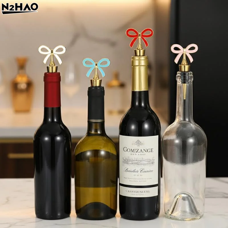 Bowknot Wine Stopper Silicone Zinc Alloy Reusable Leakproof Bottle Plug Decorative Wine Saver For Home Bar Wedding Party