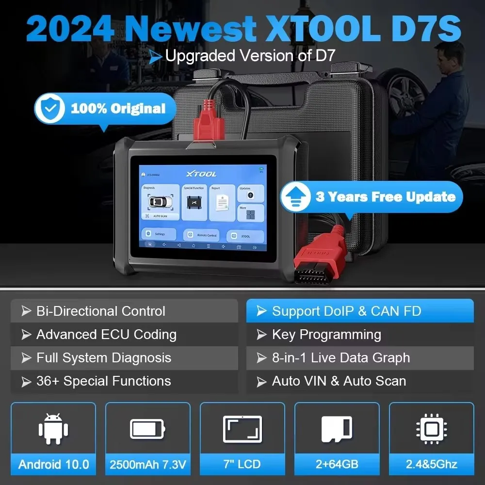 2025 XTOOL D7S Automotive Scanner update of XTOOL D7 Bidirectional ECU Coding All System Car Diagnostic Tool CANFD DOIP 38 Reset