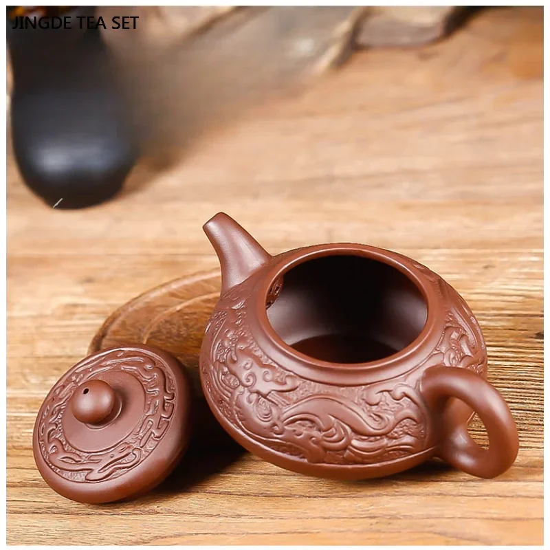 1PCS 230ml large capacity Yixing purple clay teapot Chinese retro handmade single tea pot zisha tea set