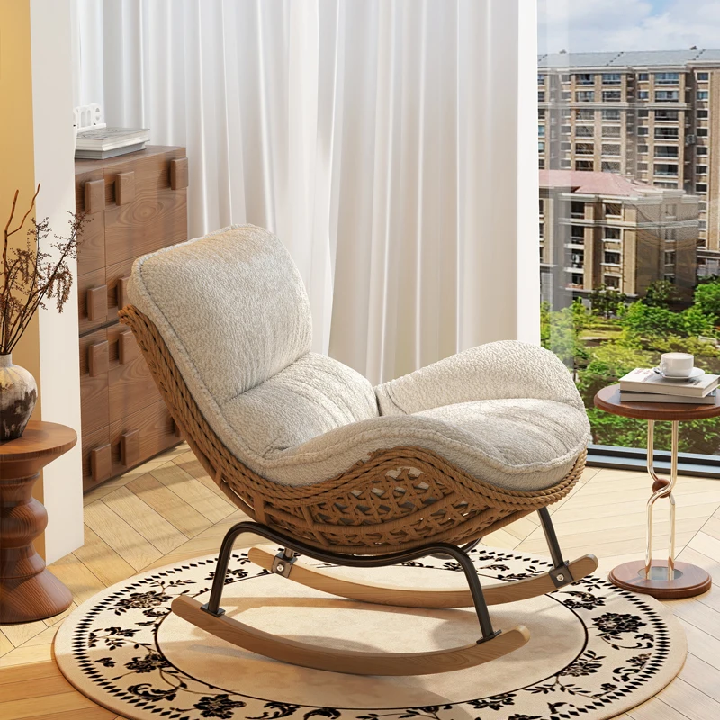 Sillón Reclinable de Ratán para Adultos, para Hogar, Balcón, Sala de Estar, Nuevo