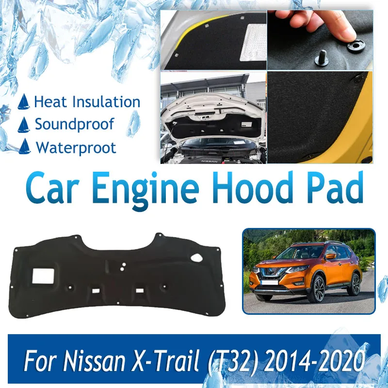 Car Engine Hood Pads For Nissan X-Trail Rogue T32 2014-2020 Xtrail Cotton Covers Front Engine Sound Insulation Parts Accessories