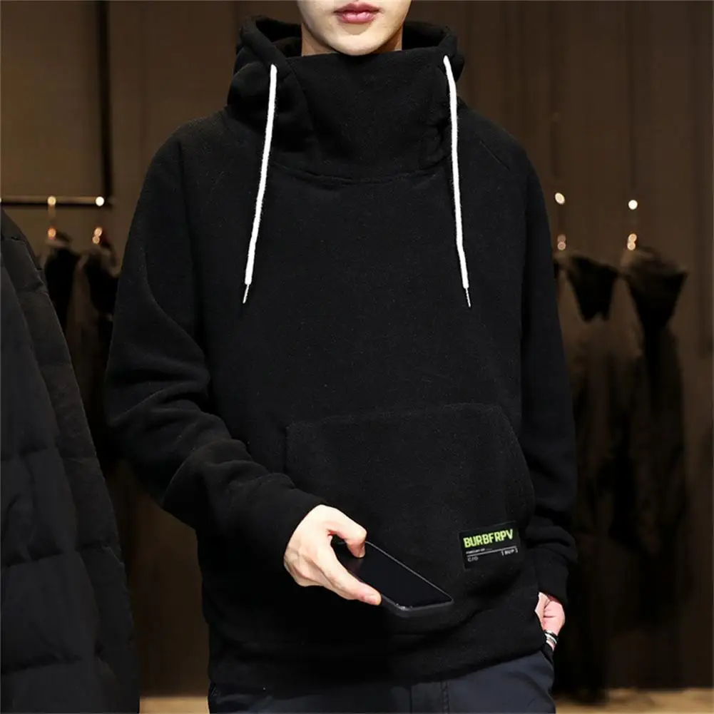 Trendy Hoodie  High Collar Pullover Men Winter Hoodie  Loose Soft Spring Hoodie