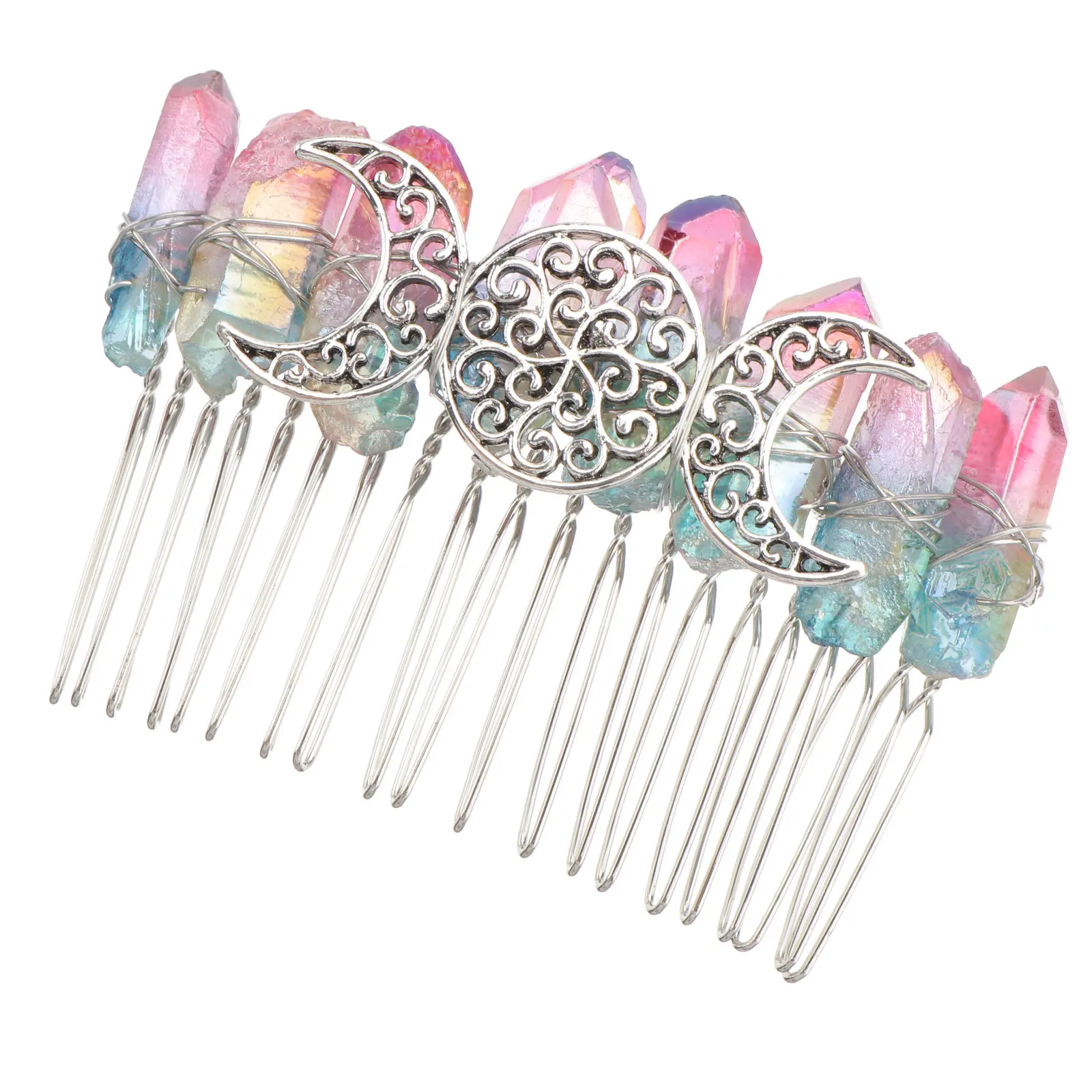

1Pcs Crystal Handmade Hair Comb for Women Exquisite Tuck Comb Bridal Wedding Party Dance Accessory Three-Moon Pattern Elegant