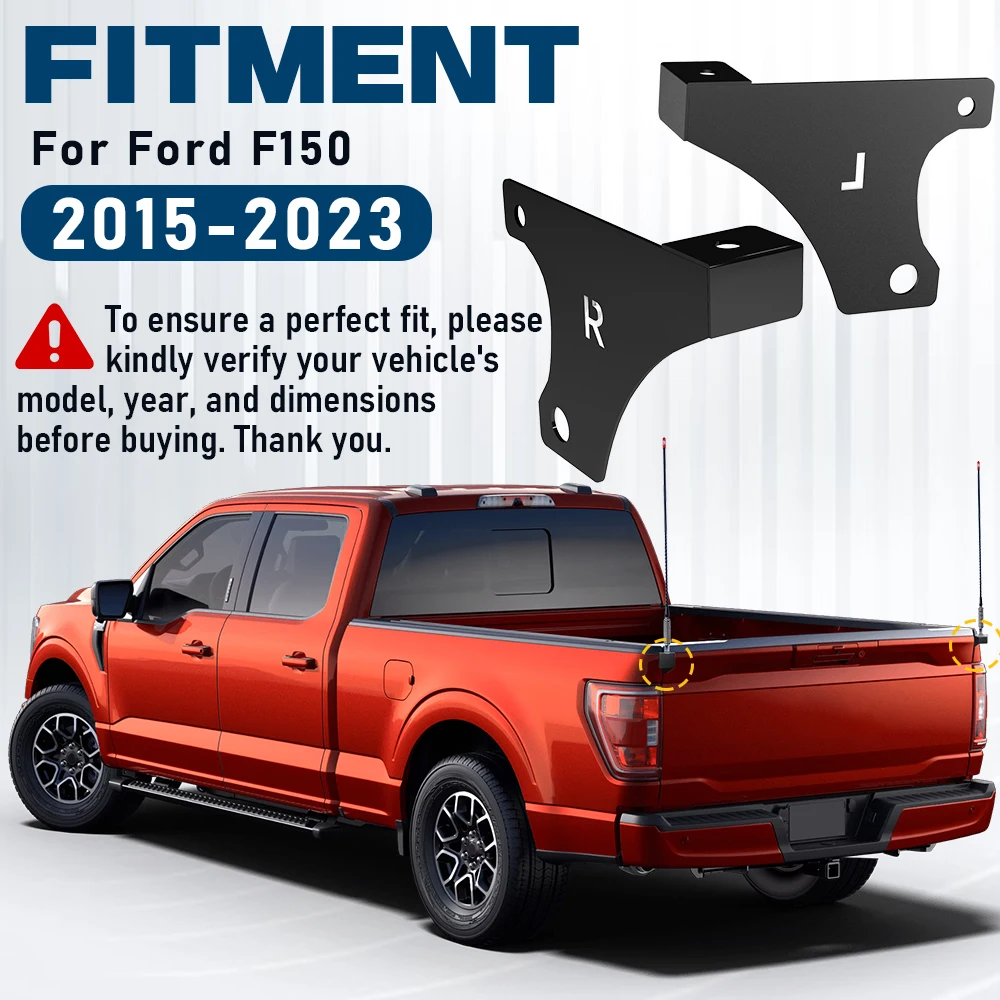 1 Pair Dual‑Hole Tailgate Antenna Mount Bracket Auto Tail Gate Antenna Support Mounting Bracket,For Ford F150 2015-2023