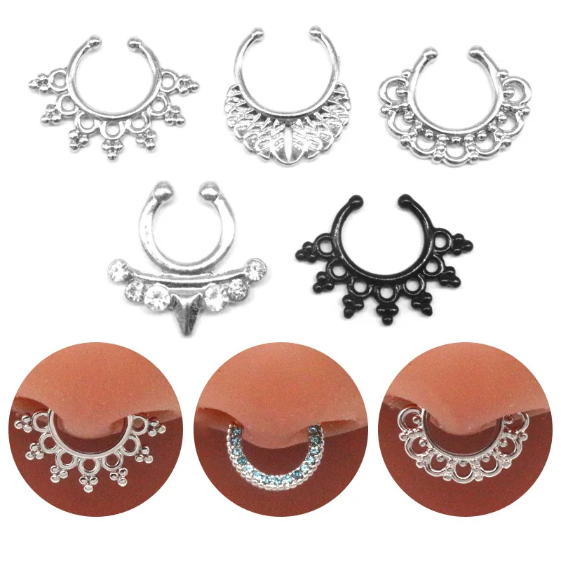 Fake Piercing Nariz Glod Color Nose Rings Nose Clip Skull False Nasal Ring Fake Septum Piercing Nez Jewelry for Women