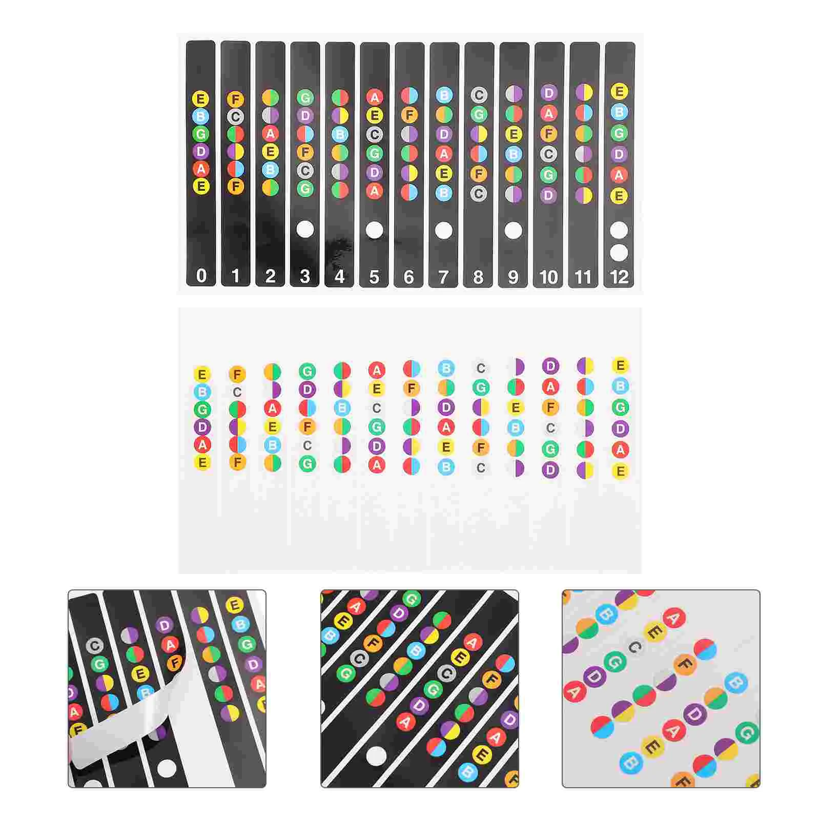 6 Pcs Guitar Scales Sticker Fretboard Decals Note Fingerboard Map for Stickers Trainer Notes Labels