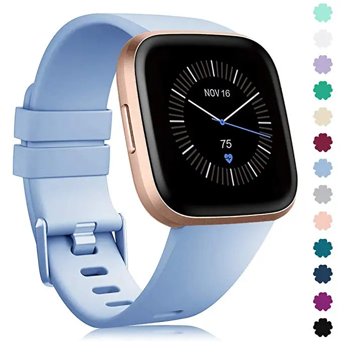 Silicone Band For Fitbit Versa/Versa Lite /versa 2 Band Wristband Strap Bracelet Watch Secure Adjustable Band