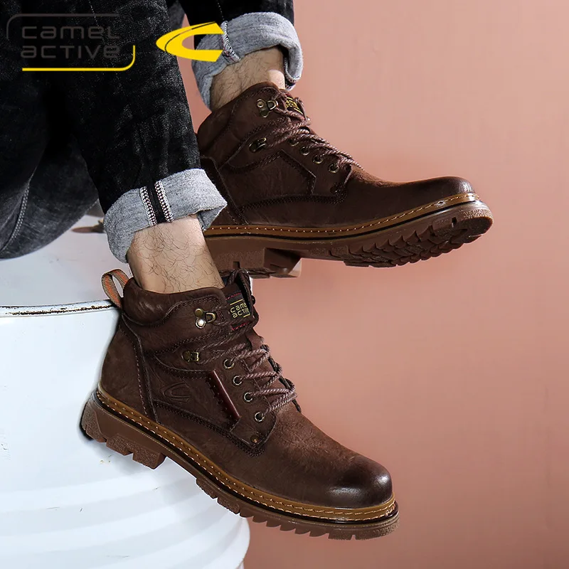 

Camel Active New High-top Tooling Men Boots Genuine Leather Trend Wild England Outdoor Winter Shoes Men zapatos de hombre 19522