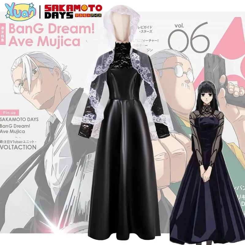 

SAKAMOTO DAYS ORDER Osaragi Cosplay Costume Anime Clothes For Women Black Dress Cosplay Full Set