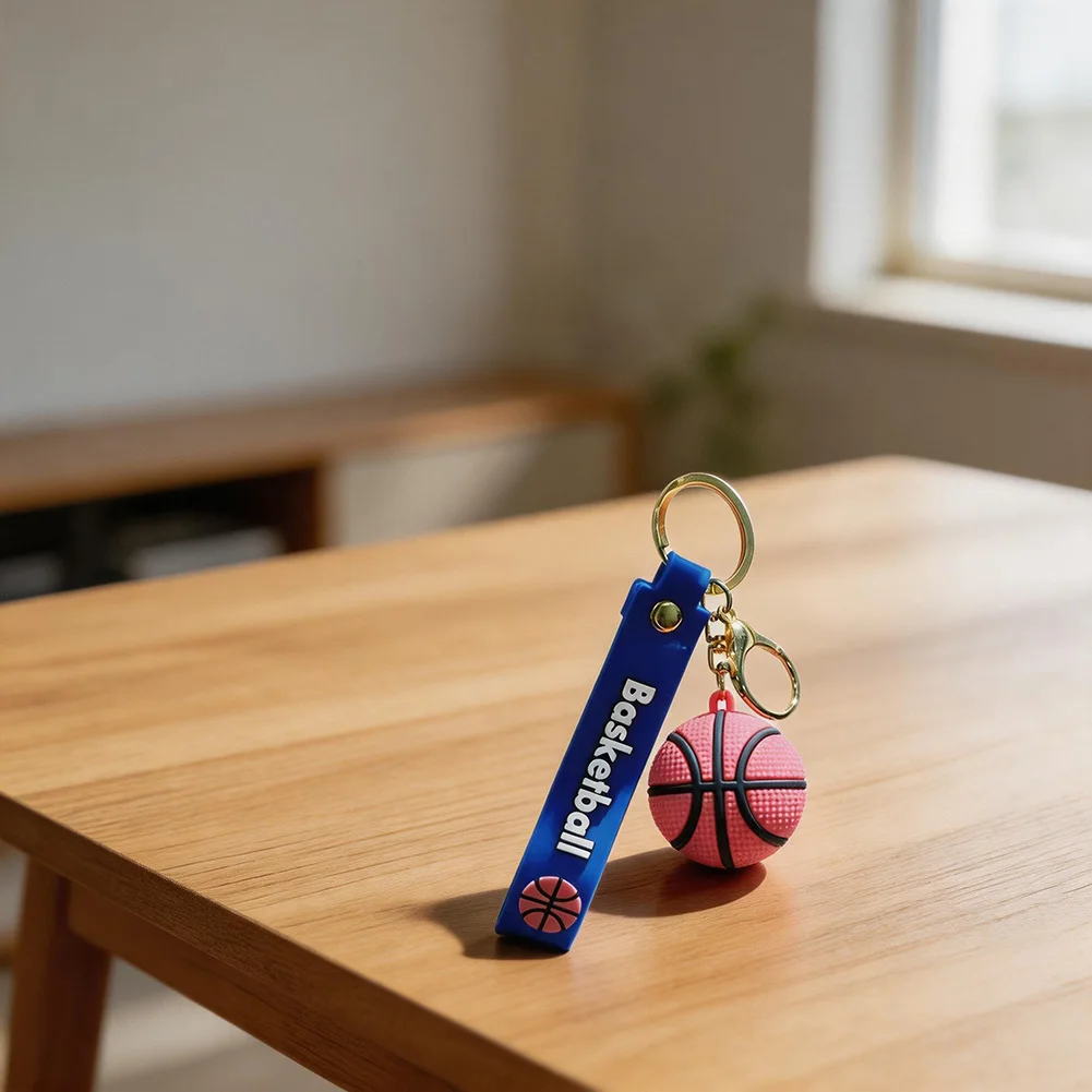 Sporty 3D PVC Keychain with Basketball Soccer Tennis Football and Volleyball Designs for Sports Fans and Enthusiasts