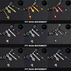 Blue Green Luminous NH34 GMT Watch Hands Set for NH34 Automatic Movement watch accessories Parts For Wristwatches clock hand