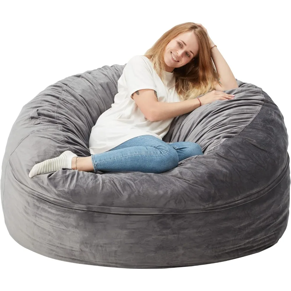 

Bean Bag Chair: Large 5' Bean Bags with Memory Foam Filled, Large Beanbag Chairs Soft Sofa with Dutch Velet Cover-56×56"×36"