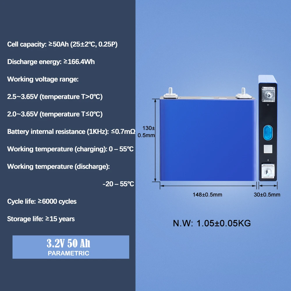 HAKADI Lifepo4 3.2V 50Ah Rechargeable Batteries 4-16 PCS Brand New Grade A Cell For DIY 12V 24V 48V Power Supply Solar System